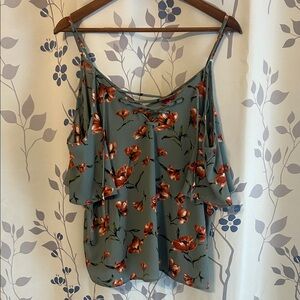 Floral Dusty Blue and Orange Women's Top